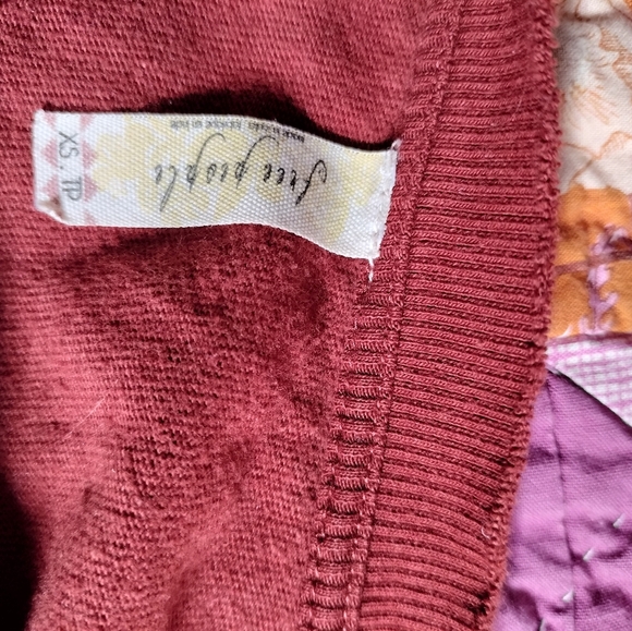 Women's Auburn Red/ Brown Lace Detail Free People Top - Picture 7 of 9